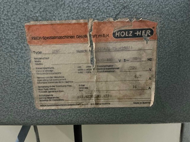 Holz-her - 1987 - 1265 - verticale platenzaag - afbeelding 3 van  11
