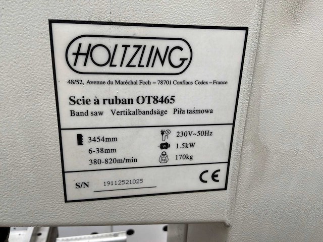 Holzling ot8465 verticale lintzaagmachine - afbeelding 8 van  8
