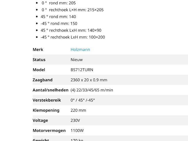 Holzmann bs712turn bandzaagmachine - afbeelding 4 van  11