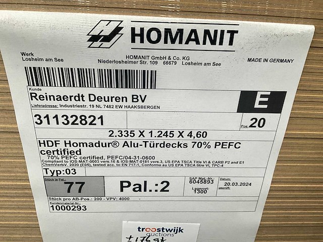 Homanit hdf deurplaat met aluminiumlaag (176x) - afbeelding 5 van  7