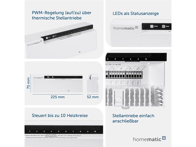 Homematic ip smart home 143238a0 vloerverwarmingscontroller, 10-voudig, 24 v - afbeelding 3 van  6