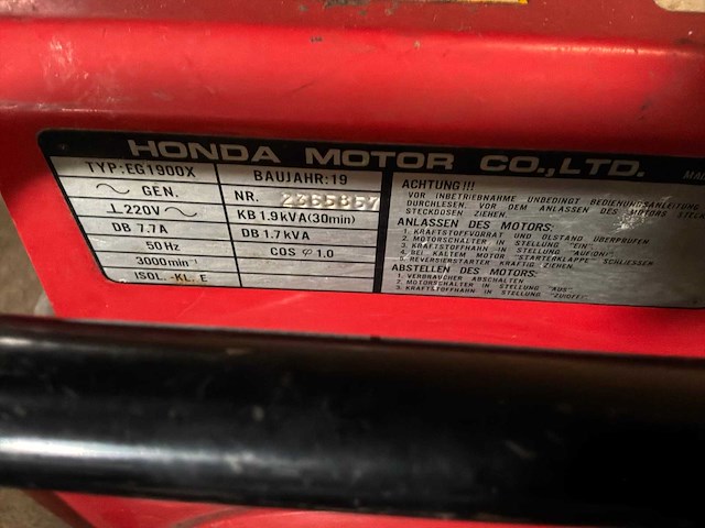 Honda eg 1900x stroomaggregaat - afbeelding 6 van  6