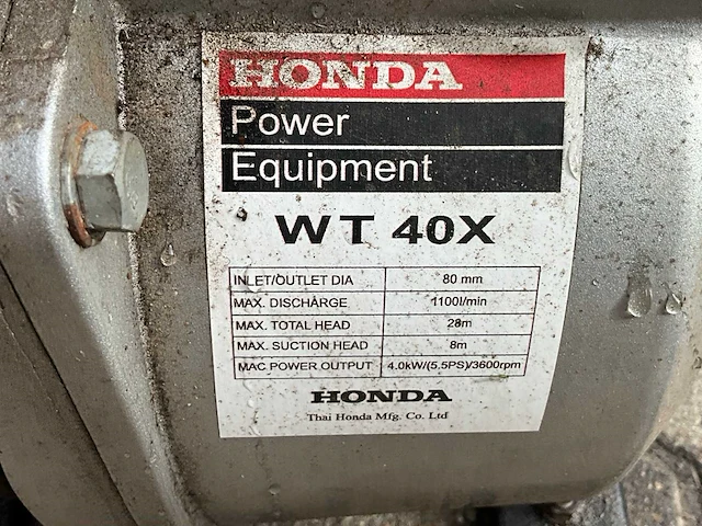 Honda wt 40x vuilwaterpomp - afbeelding 4 van  4