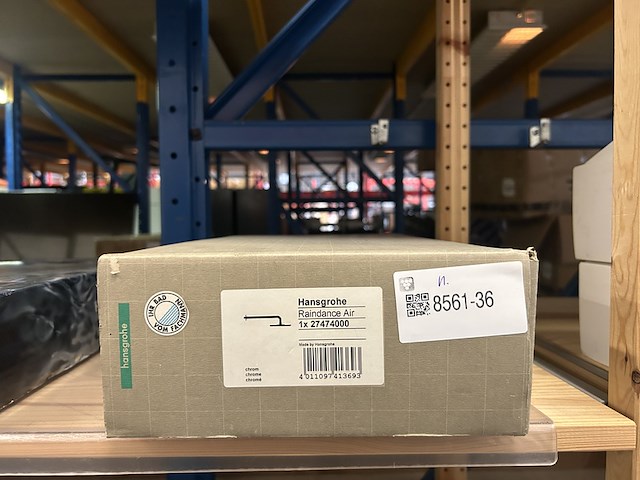 Hoofddouche 24cm met douchearm wand chroom hansgrohe, raindance air 27474000 - afbeelding 3 van  4