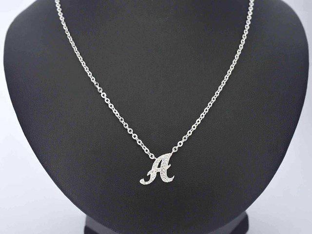 Hoog gehalte zilveren collier met letter hanger a - afbeelding 2 van  6