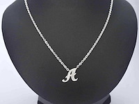 Hoog gehalte zilveren collier met letter hanger a - afbeelding 2 van  6