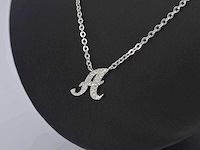 Hoog gehalte zilveren collier met letter hanger a - afbeelding 4 van  6