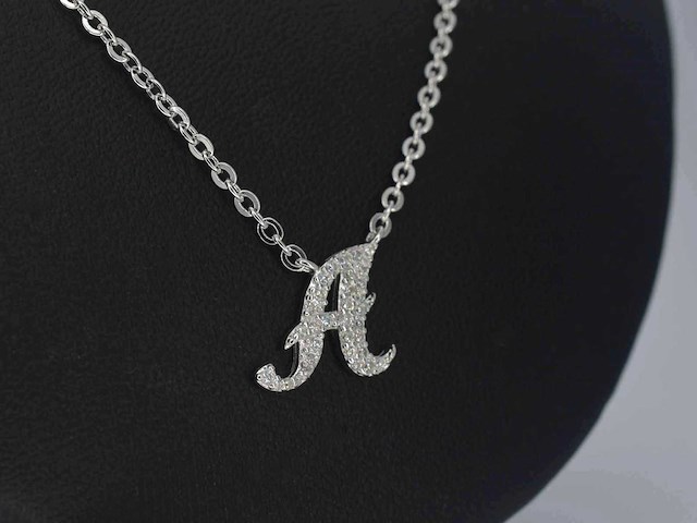 Hoog gehalte zilveren collier met letter hanger a - afbeelding 5 van  6