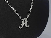 Hoog gehalte zilveren collier met letter hanger a - afbeelding 5 van  6