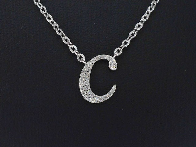 Hoog gehalte zilveren collier met letter hanger c - afbeelding 1 van  7