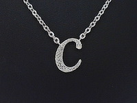 Hoog gehalte zilveren collier met letter hanger c - afbeelding 1 van  7