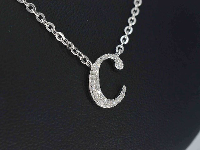 Hoog gehalte zilveren collier met letter hanger c - afbeelding 4 van  7