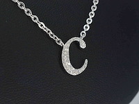Hoog gehalte zilveren collier met letter hanger c - afbeelding 4 van  7