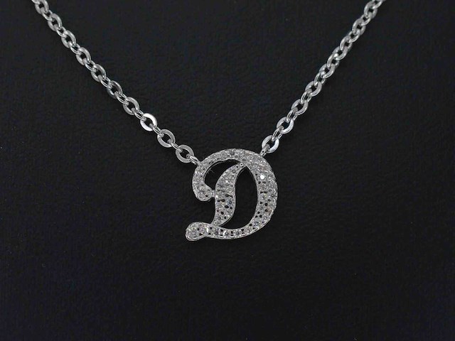 Hoog gehalte zilveren collier met letter hanger d - afbeelding 1 van  7