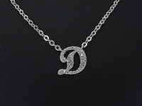 Hoog gehalte zilveren collier met letter hanger d - afbeelding 1 van  7