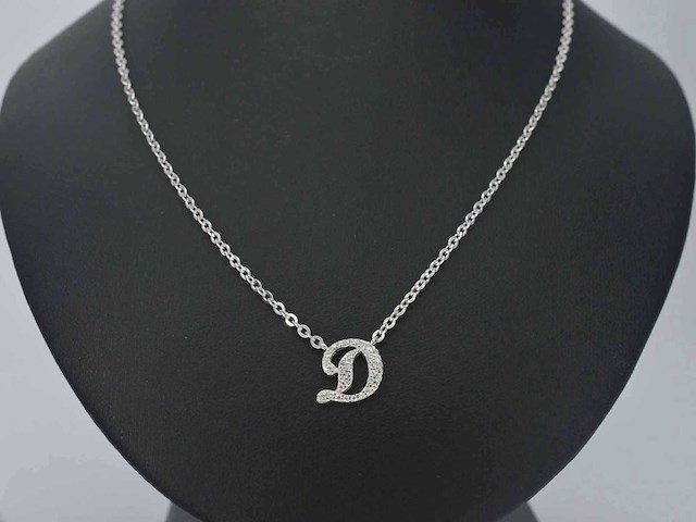 Hoog gehalte zilveren collier met letter hanger d - afbeelding 2 van  7