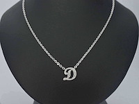 Hoog gehalte zilveren collier met letter hanger d - afbeelding 2 van  7