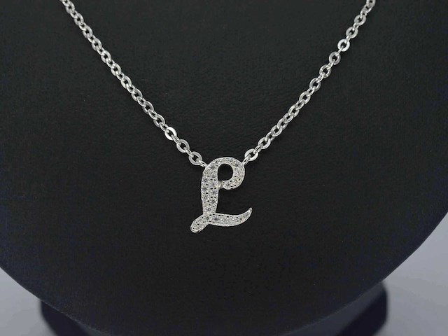 Hoog gehalte zilveren collier met letter hanger i - afbeelding 1 van  7