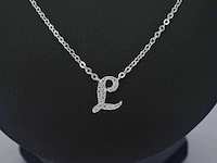 Hoog gehalte zilveren collier met letter hanger i - afbeelding 1 van  7