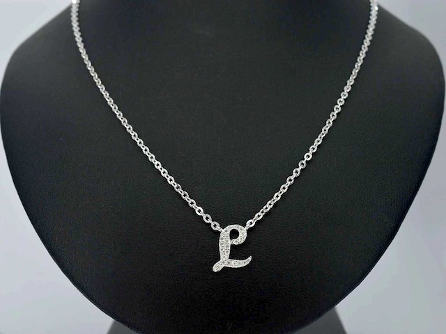 Hoog gehalte zilveren collier met letter hanger i - afbeelding 2 van  7