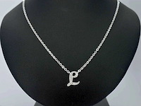 Hoog gehalte zilveren collier met letter hanger i - afbeelding 2 van  7