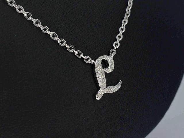 Hoog gehalte zilveren collier met letter hanger i - afbeelding 4 van  7