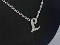 Hoog gehalte zilveren collier met letter hanger i - afbeelding 4 van  7
