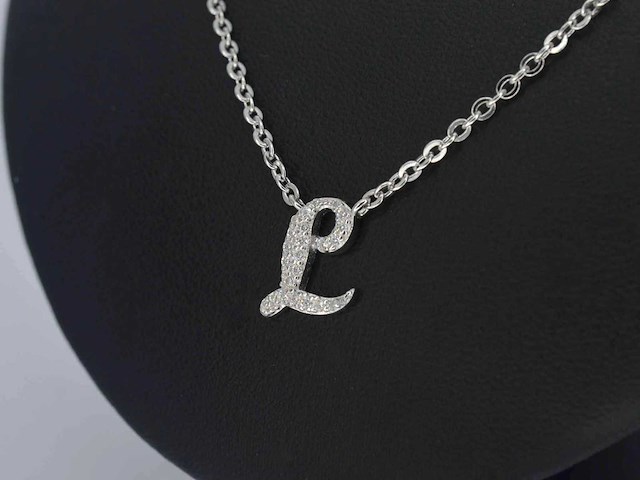Hoog gehalte zilveren collier met letter hanger i - afbeelding 5 van  7