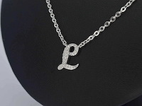 Hoog gehalte zilveren collier met letter hanger i - afbeelding 5 van  7