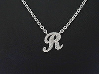 Hoog gehalte zilveren collier met letter hanger r - afbeelding 1 van  7