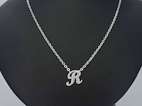 Hoog gehalte zilveren collier met letter hanger r - afbeelding 2 van  7