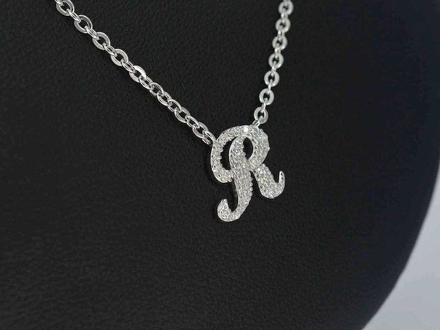 Hoog gehalte zilveren collier met letter hanger r - afbeelding 4 van  7