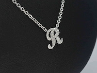 Hoog gehalte zilveren collier met letter hanger r - afbeelding 4 van  7