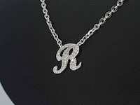 Hoog gehalte zilveren collier met letter hanger r - afbeelding 5 van  7