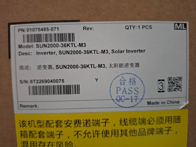 Hoogspannings omvormer huawei, sun2000-36 ktl-m3 - afbeelding 3 van  3