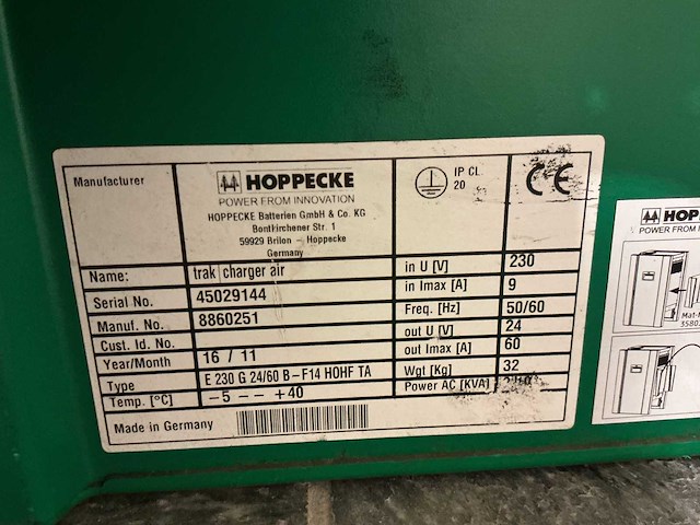Hoppecke - 24v 60a - battery chargers - 2016 - afbeelding 2 van  3