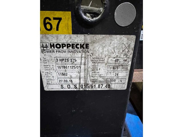 Hoppecke - 3 pk 375 - 48 v 375 ah - accu - afbeelding 2 van  2