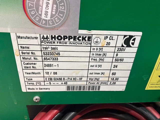 Hoppecke trak basic e 230 g24/60 b-f14 ho-hf acculader (3x) - afbeelding 4 van  8