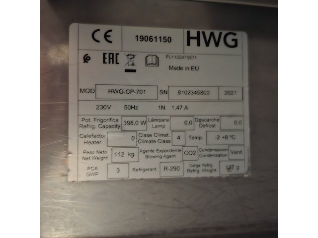 Horeca koeling, hwgcp701, 2022 - afbeelding 5 van  6