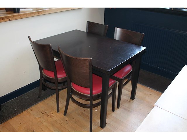Horecaset bestaande uit tafel en 4 stoelen. tafelafmeting 120 x 80 x 75 cm. - afbeelding 1 van  4