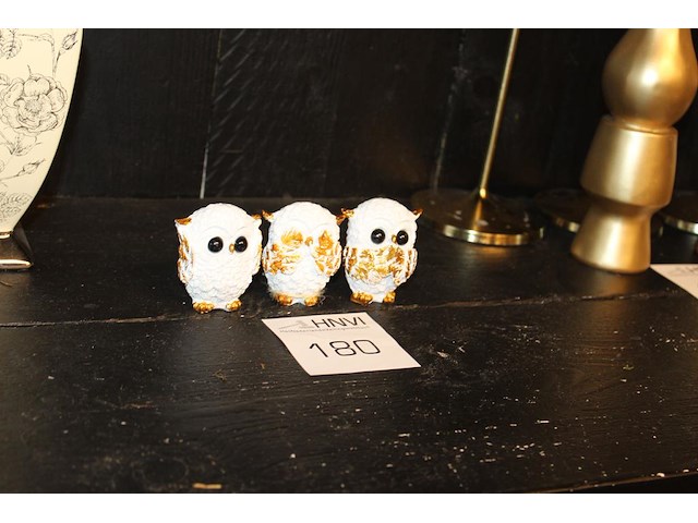 Horen, zien en zwijgen stel van uilen. - afbeelding 1 van  2