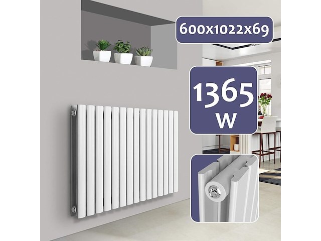 Horizontale radiator 30 kolommen 600x1022x69 cm aquamarin, wit - afbeelding 3 van  5