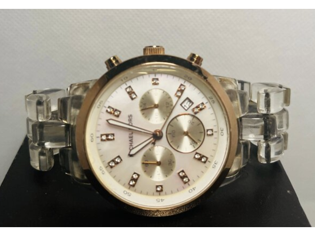 Horloge, michael kors, chronograaf horloge met diamanten - afbeelding 3 van  6