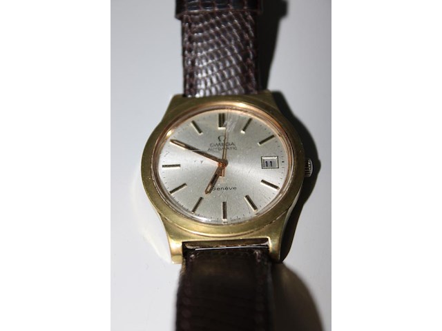 Horloge omega geneve met lederen band. - afbeelding 3 van  3