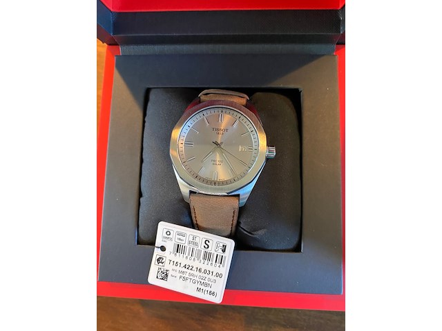 Horloge, tissot, prc 100 quartz t1514221603100, zilver/ bruin - afbeelding 3 van  3