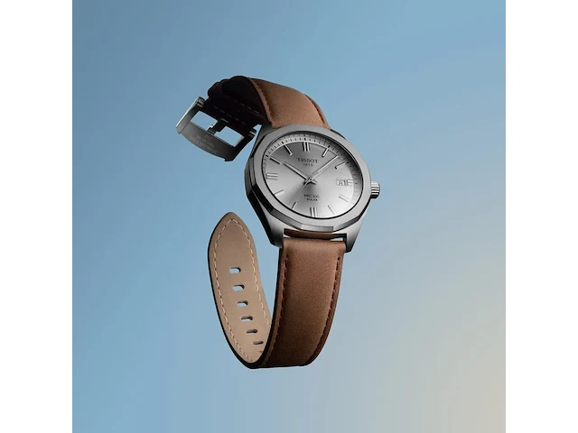 Horloge, tissot, prc 100 quartz t1514221603100, zilver, bruin - afbeelding 1 van  1