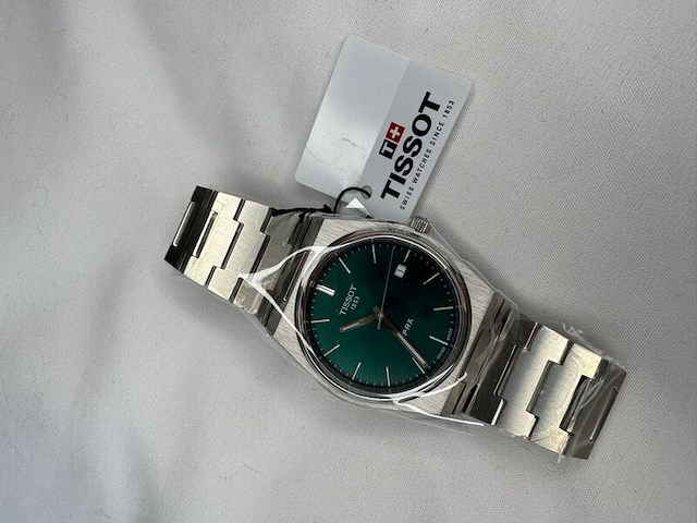 Horloge, tissot, prx, t137.410.11.091.00, groen - afbeelding 3 van  5