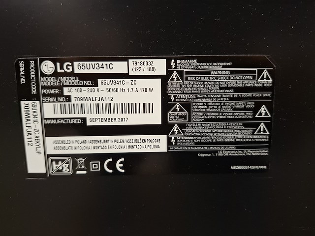 Hospitality tv lg, 65uv341c - afbeelding 3 van  6