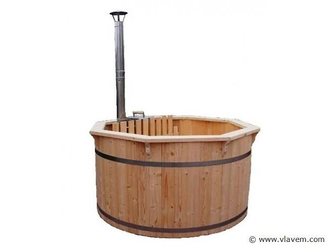 Hot tub - sparrenhout - inclusief houten cover, interne kachel 190cm - afbeelding 1 van  9