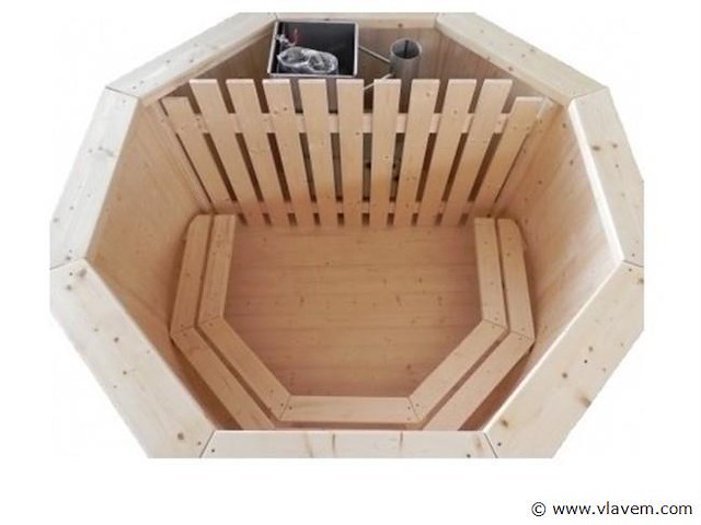 Hot tub - sparrenhout - inclusief houten cover, interne kachel 190cm - afbeelding 2 van  9